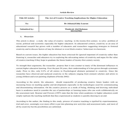 Article review dr johan