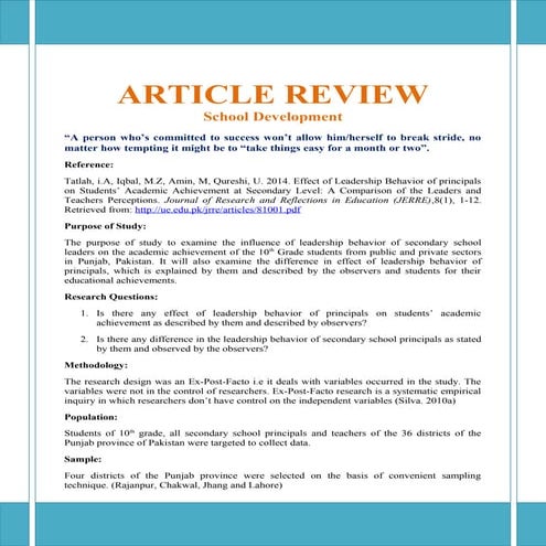 Article review (school development)