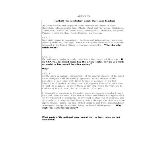 Articles of Confederation 