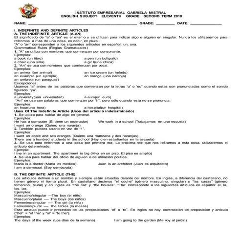 Articles gerunds-should 11 grade ii term 2018 worksheet