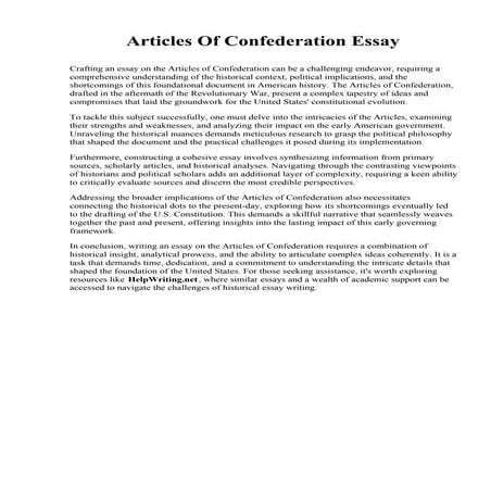 Articles Of Confederation Essay. Meredith College