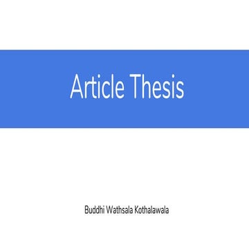 Article Thesis (Thesis by Publication)