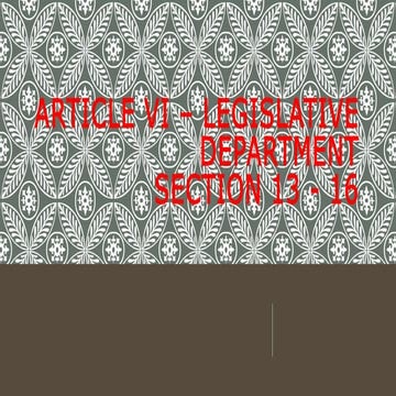 Article vi – legislative department
