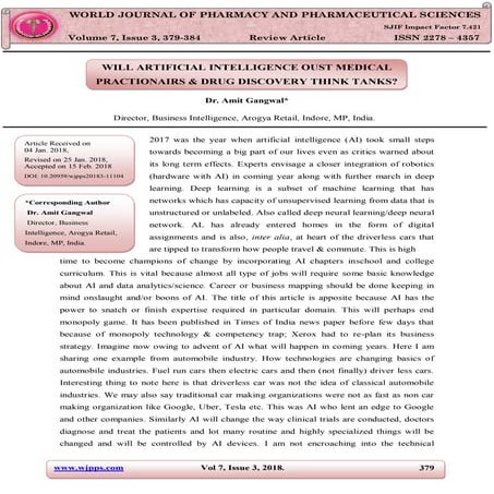 Artificial intelligence in field of pharmacy | PPTX