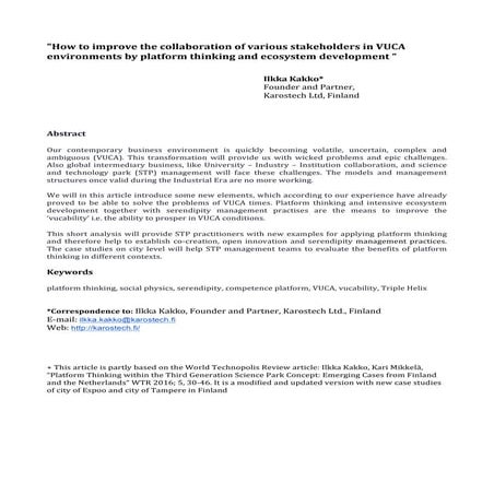 Article, WTA, International Training Workshop 2017, Ilkka Kakko