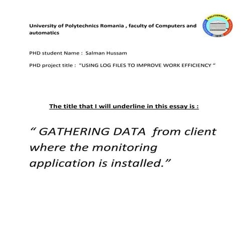 GATHERING DATA  from client where the monitoring application is installed