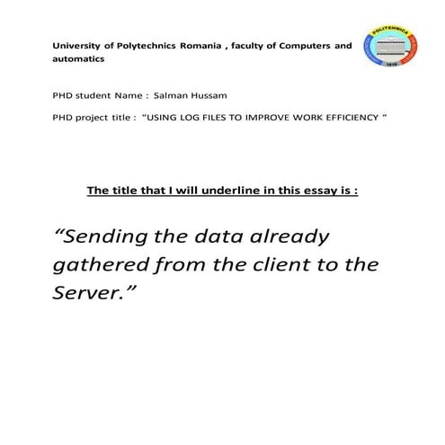 Sending the data already gathered from the client to the Server