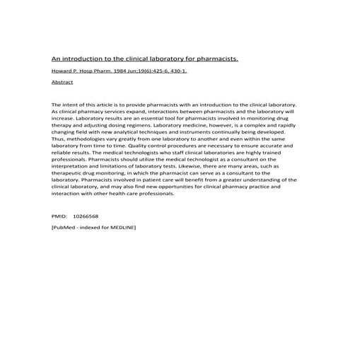 Functions of a clinical laboratory | PDF