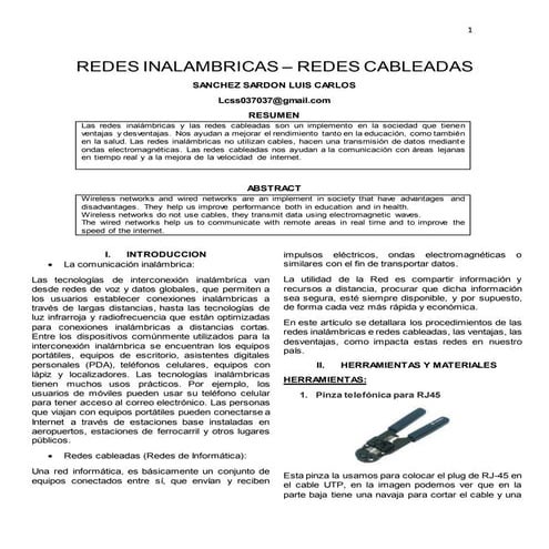 Redes Inalambrica - Redes Cableadas | DOCX