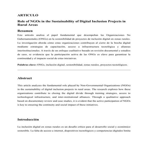 Role of NGOs in the Sustainability of Digital Inclusion Projects in ...