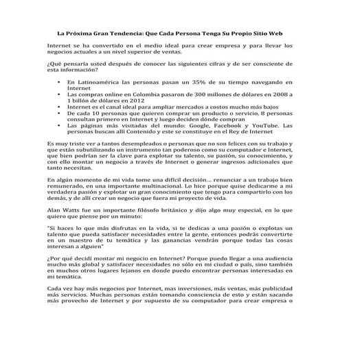 La Próxima Gran Tendencia: Que Cada Persona Tenga Su Propio Sitio Web