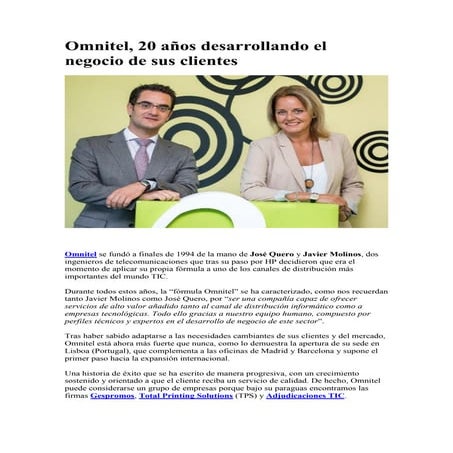 Articulo 20 años omnitel