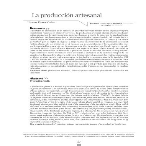 La producción artesanal (Venezuela) / Bustos Flores , Carlos 