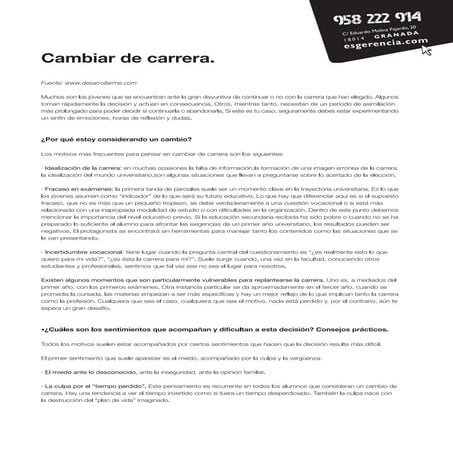 Articulo cambiar de carrera