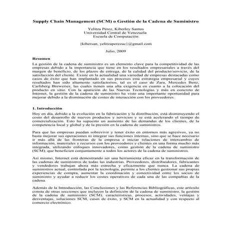 Supply Chain Management (SCM) o Gestión de la Cadena de Suministro