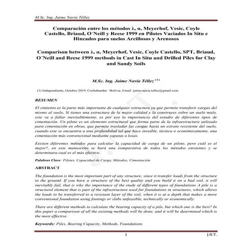 PAPER: Comparison between λ, α, Meyerhof, Vesic, Coyle Castello, SPT ...