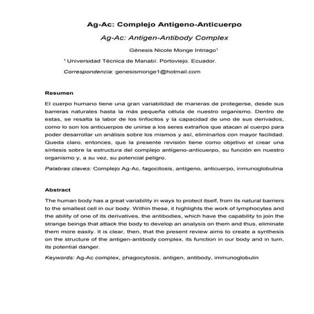 Inmunocomplejo: complejo antigeno-anticuerpo | DOCX