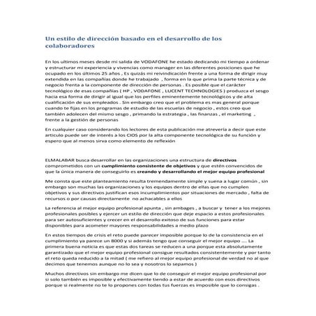 Un estilo de dirección basado en el desarrollo de los colaboradores