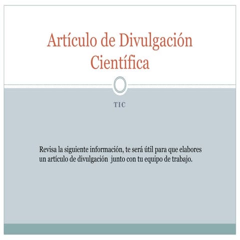 Artículo de divulgación científica