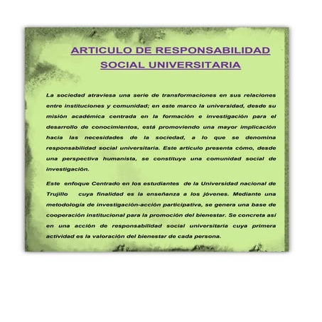 RESPONSABILIDAD SOCIAL UNIVERSITARIA