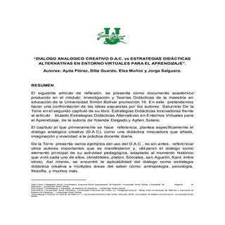 Articulo dialogo analogico creativo...