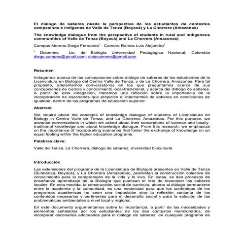 Artículo diálogo de saberes campos camero