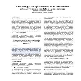 B-learning y sus aplicaciones en la...