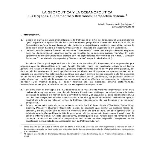 Articulo la geopoltica y la oceanopolitica duvauchelle | PDF