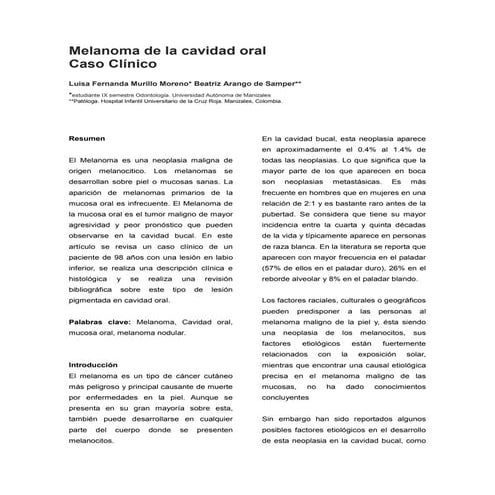 Melanoma de la cavidad oral