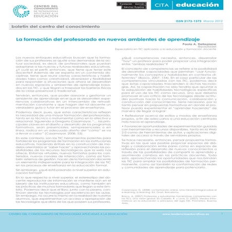 La formación del profesorado en nuevos ambientes de aprendizaje