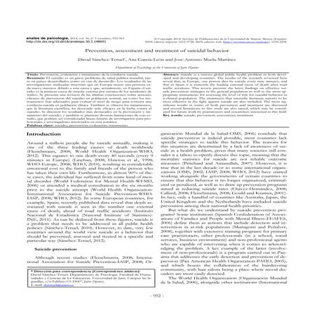 Prevention, assessment and treatment of suicidal behavior