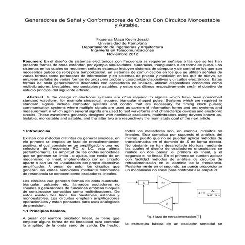 Generadores de Señal y Conformadores de Ondas Con Circuitos Monoestable y Astable.