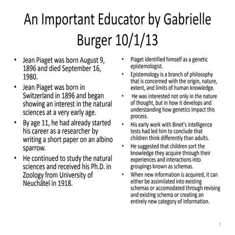 Jean Piaget by Gabrielle Burger