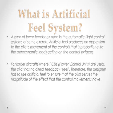 Artificial Feel in aircrafts