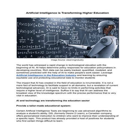 Artificial intelligence is transforming education