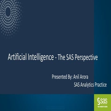 Artificial Intelligence The SAS Perspective