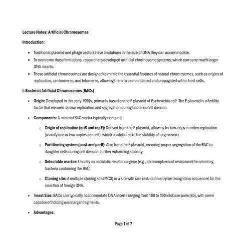 Lecture notes on Artificial Chromosomes.pdf