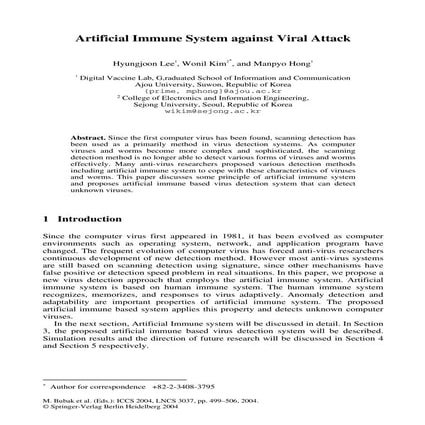 Artificial immune system against viral attack