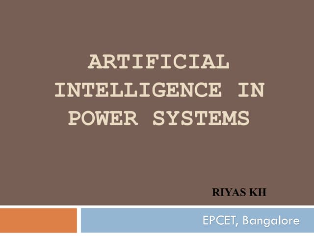 Artificial intelligence in power systems 