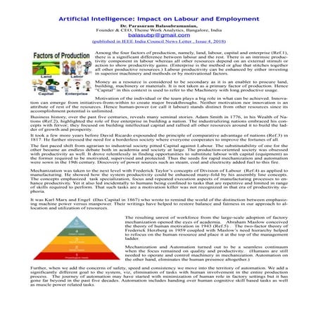 Artificial intelligence  impact on labour and employment