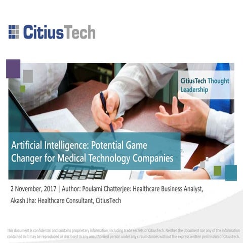 Artificial Intelligence - Potential Game Changer for Medical Technology Compa...