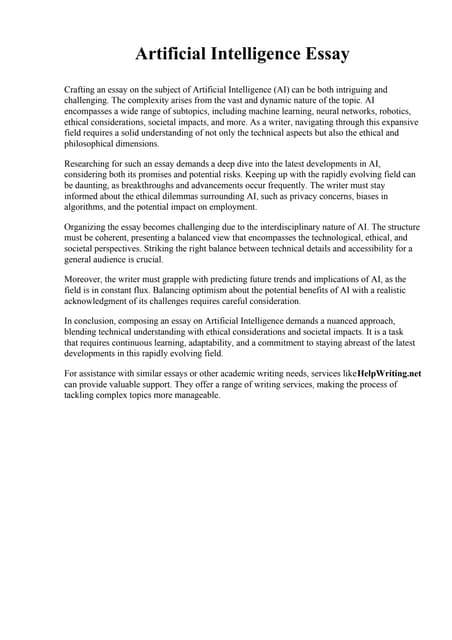 Artificial Intelligence Essay Tuskegee University Pdf Artificial Intelligence Essay Tuskegee University Pdf