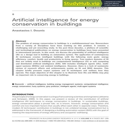 Artificial Intelligence For Energy Conservation In Buildings | PDF