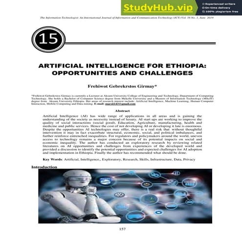Artificial Intelligence For Ethiopia Opportunities And Challenges | PDF