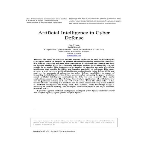 Artificial Intelligence Techniques for Cyber Security | PDF