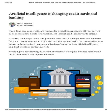 Artificial intelligence is changing credit cards and banking   by venkat vajr...