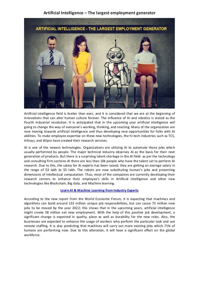 Artificial Intelligence the Largest Employment Generator