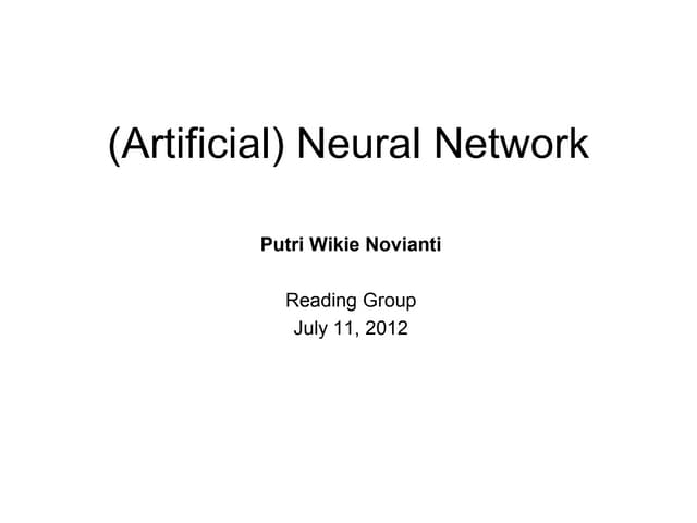 (Artificial) Neural Network