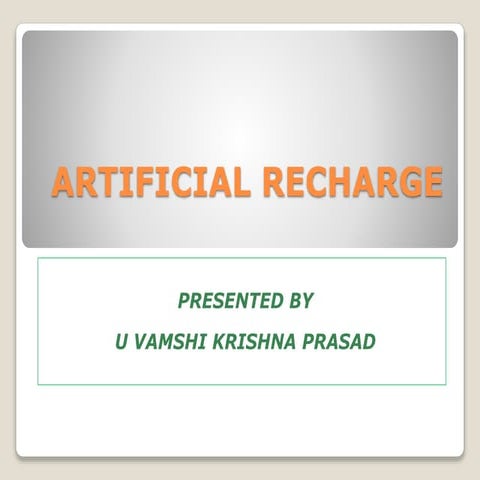 Artificial recharge 15