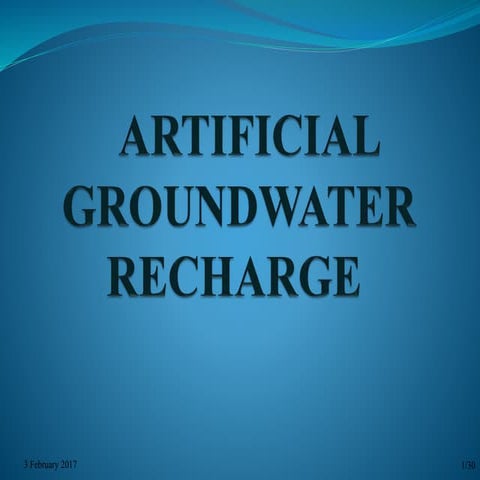 Artificial recharge of groundwater